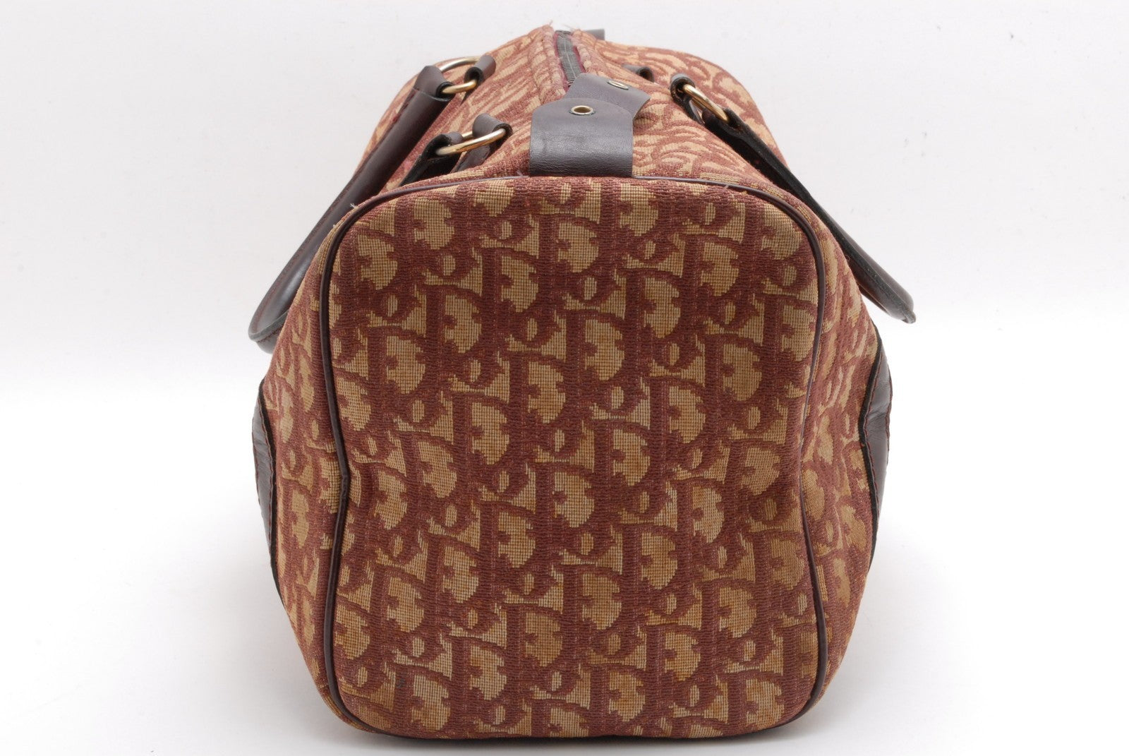 Christian Dior Trotter Boston Hand Bag - Burgundy Red, Canvas