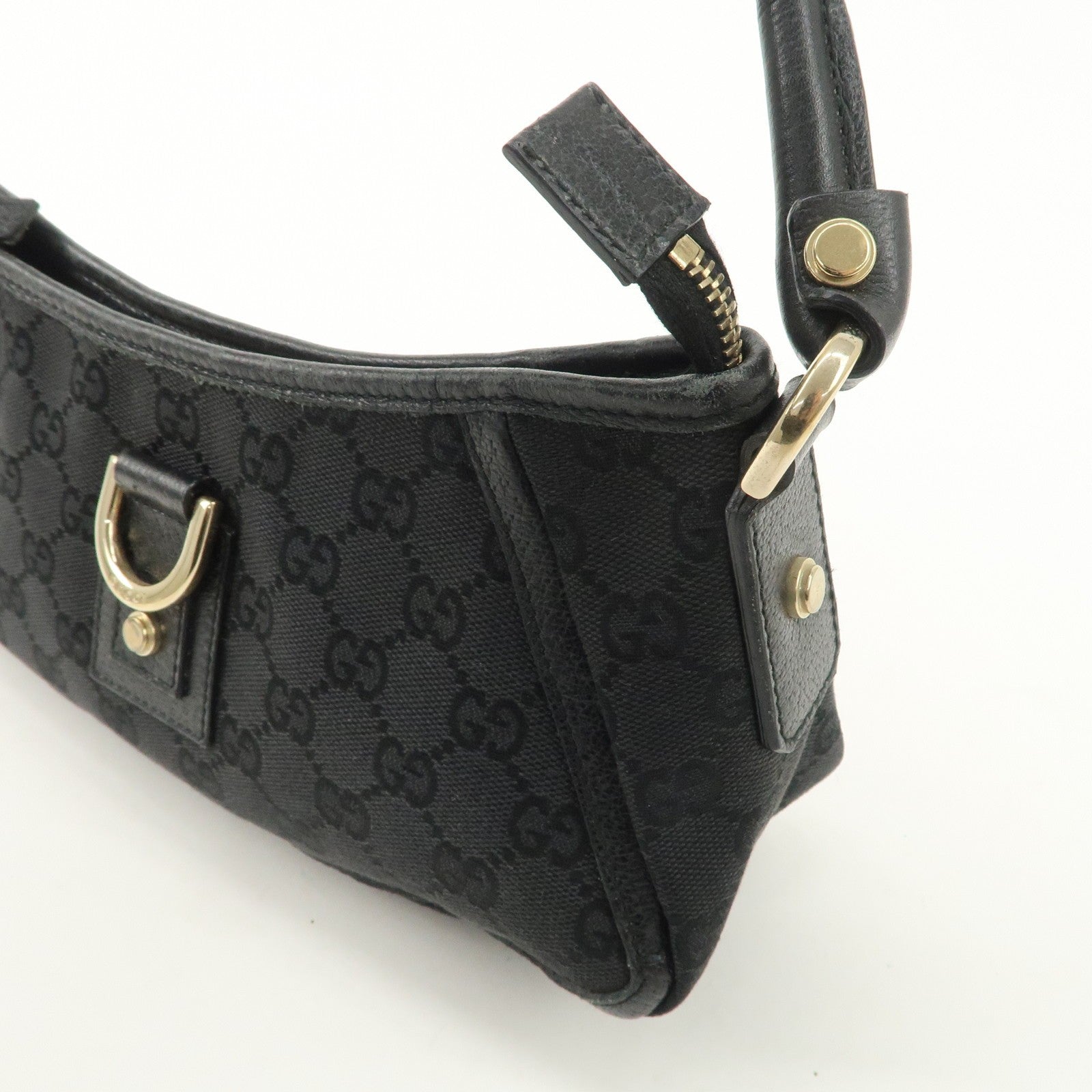 Gucci Abbey GG Canvas Leather One Shoulder Bag - Black, Canvas