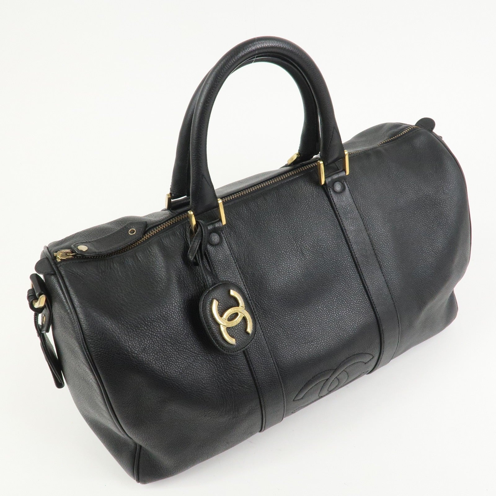 Chanel Coco Mark Caviarskin Boston Bag - Black, Leather