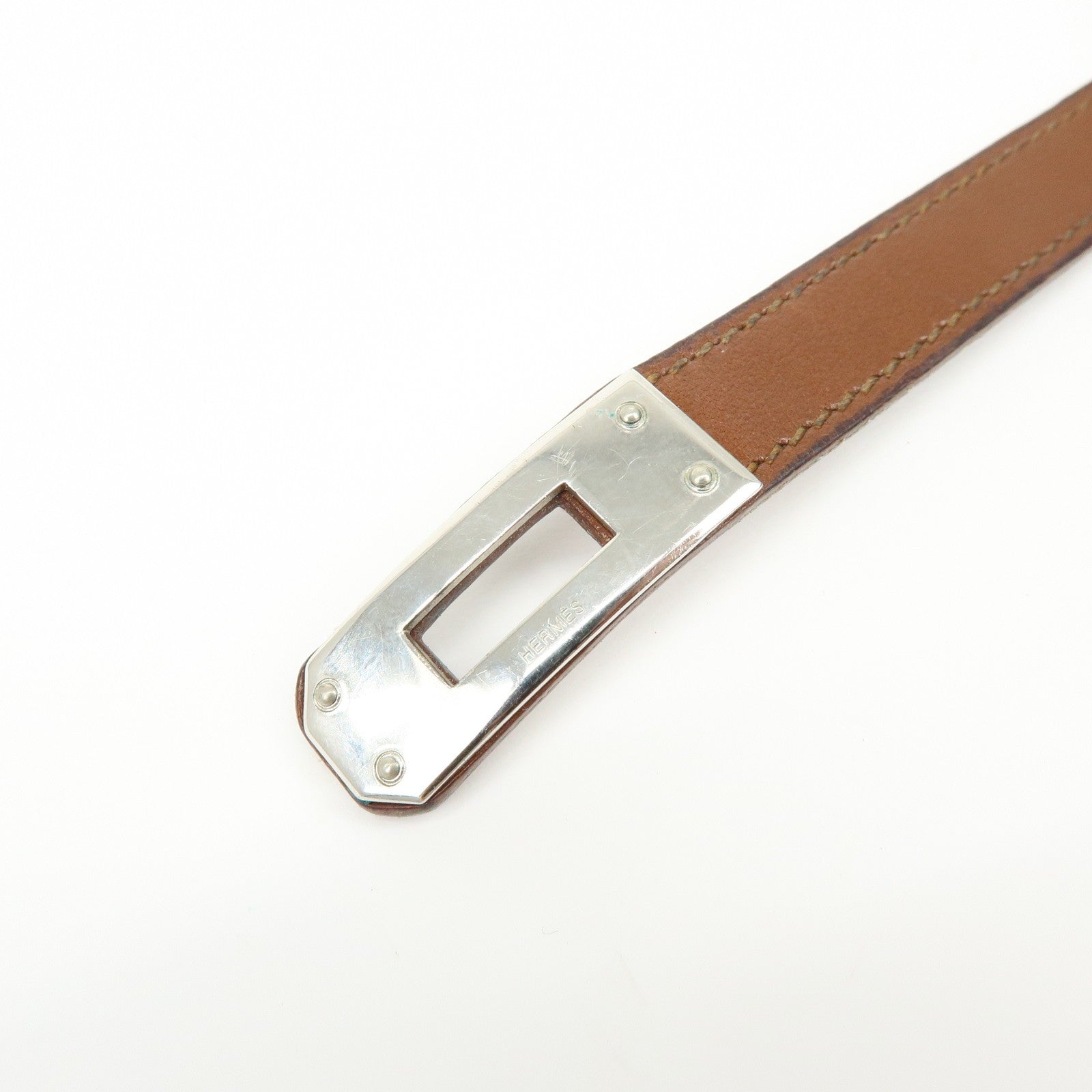 Hermès Kelly Double Tour Bracelet - Brown, Silver, Leather