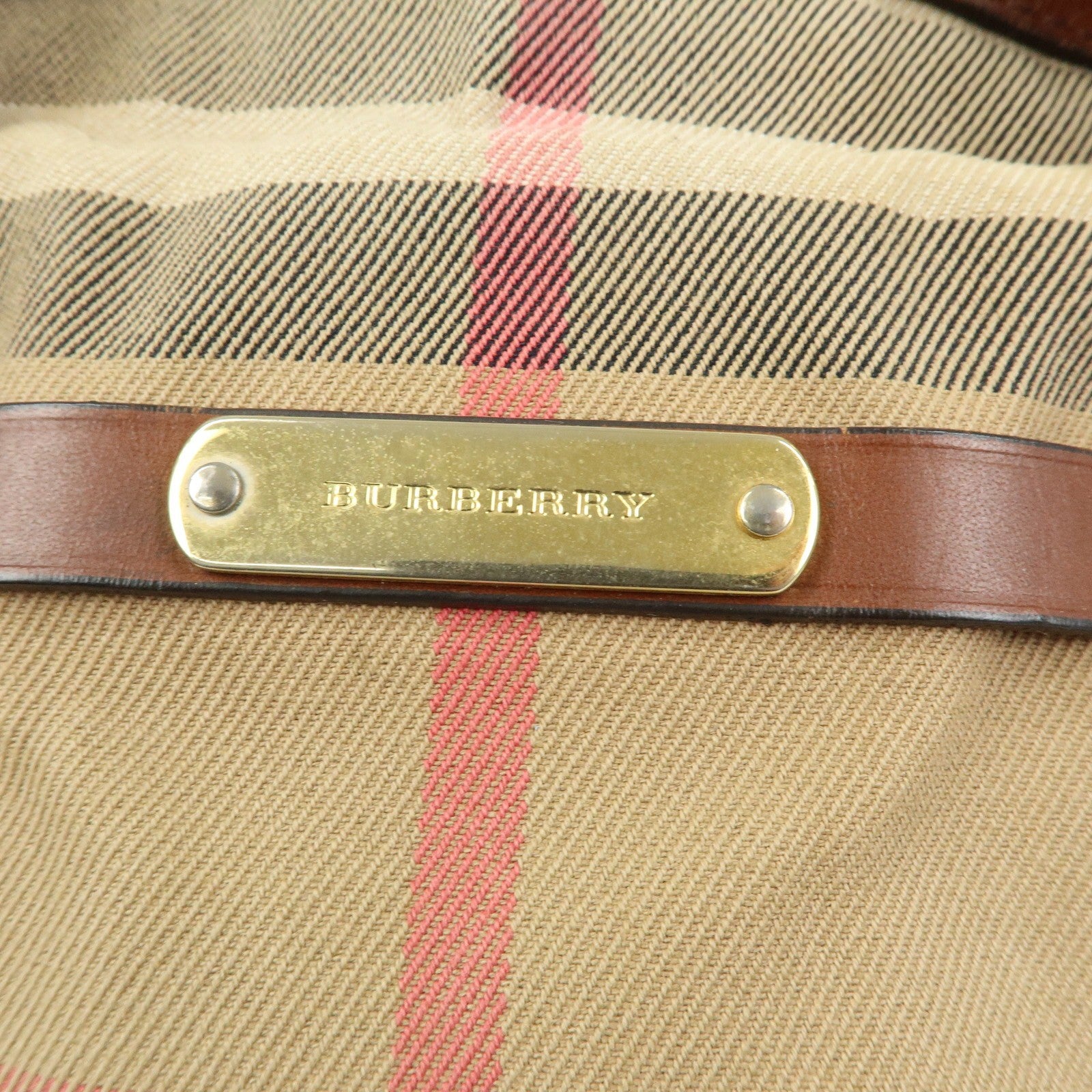 Burberry Nova Plaid Hand Bag - Beige Brown, Canvas Leather