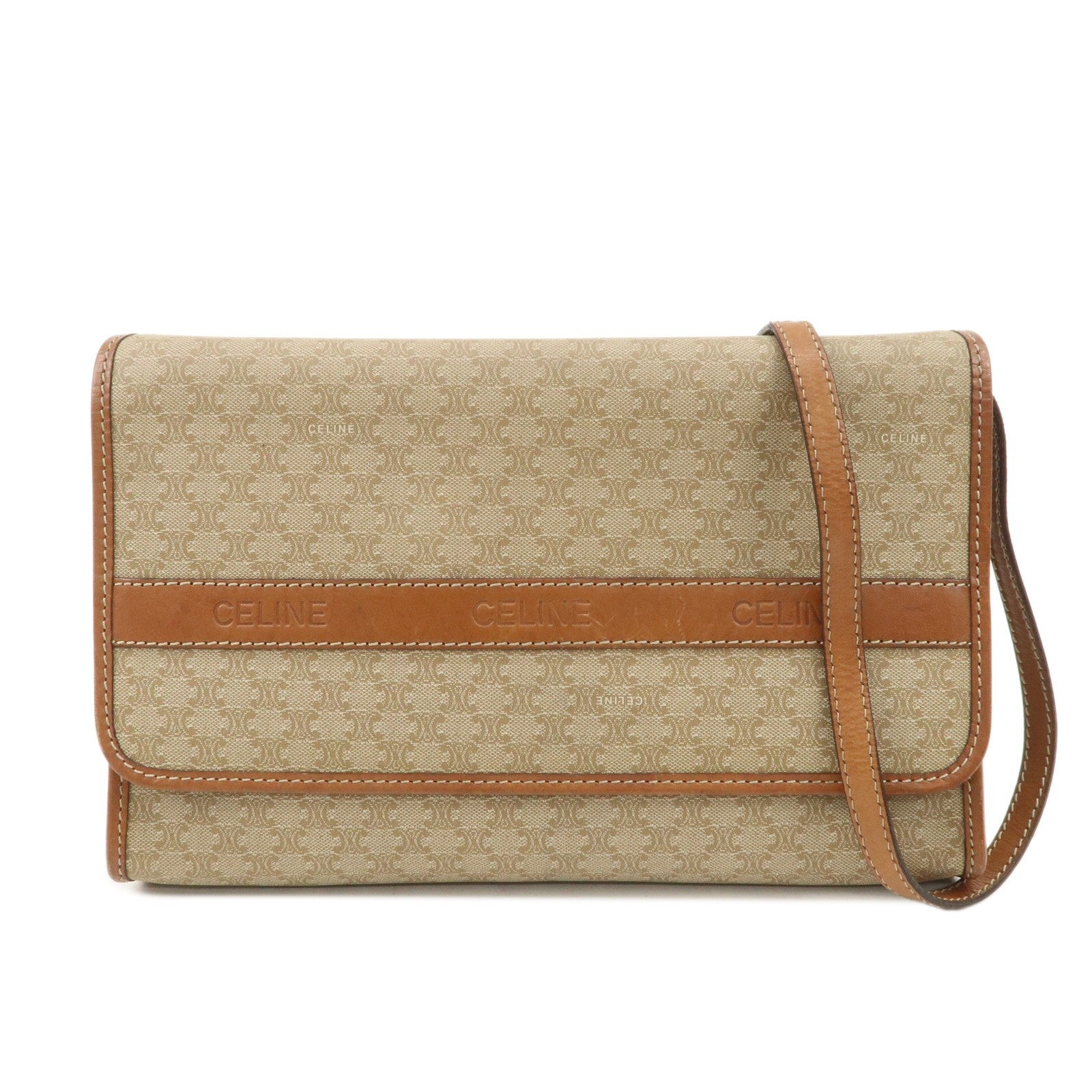 Celine Macadam 2Way Shoulder Bag - Beige, Leather