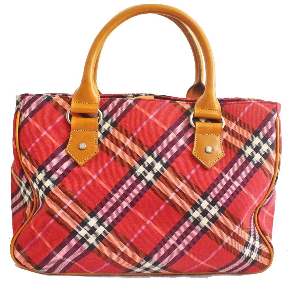 Burberry Blue Label Nova Check Tote Bag - Red, Canvas Leather