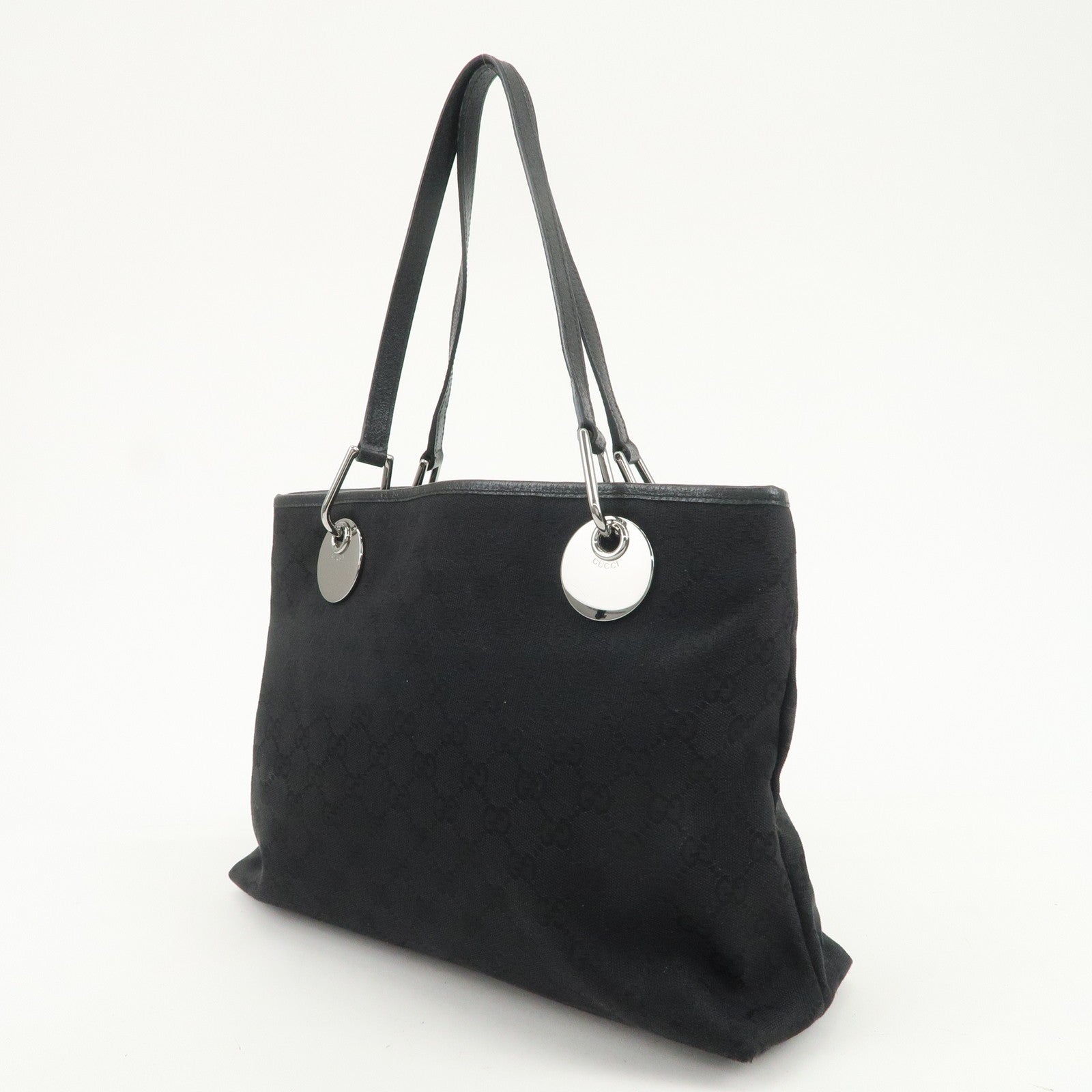 Gucci GG Canvas Leather Tote Bag - Black, Canvas