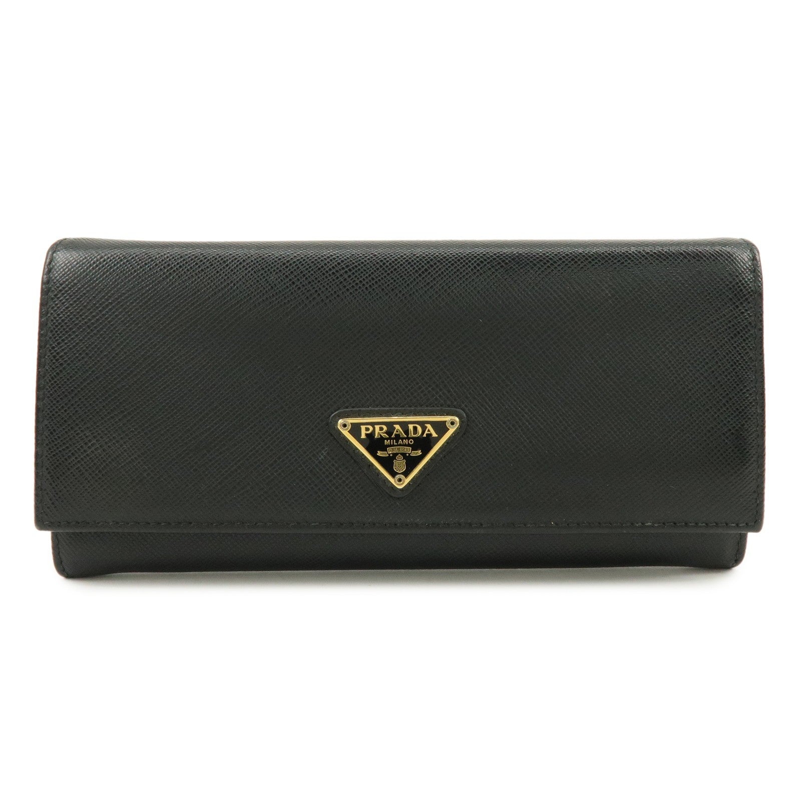Prada Triangle Logo Wallet - Black, Saffiano Leather