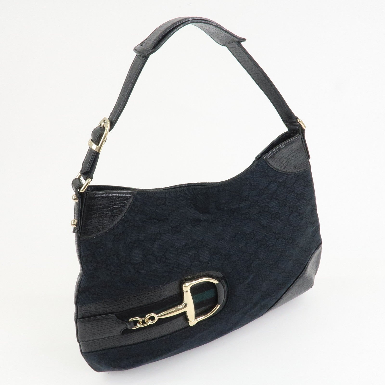 Gucci Horsebit Shoulder Bag - Black, Canvas