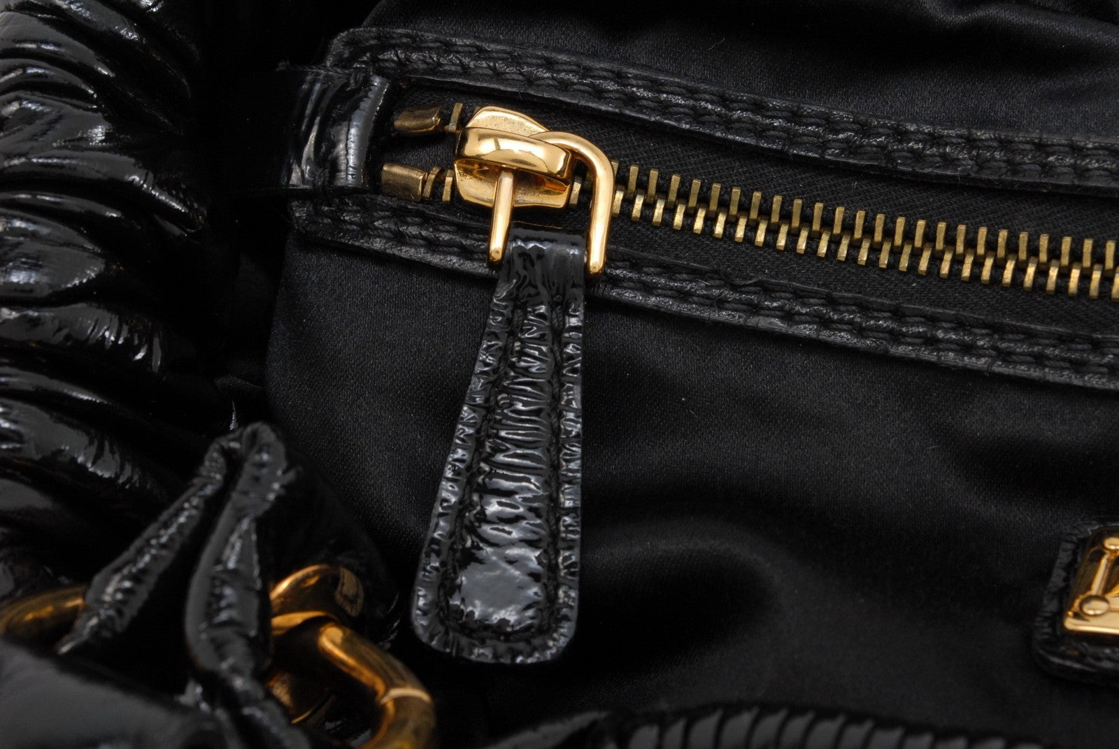 Miu Miu 142 Tote Shoulder Bag - Black, Patent Leather