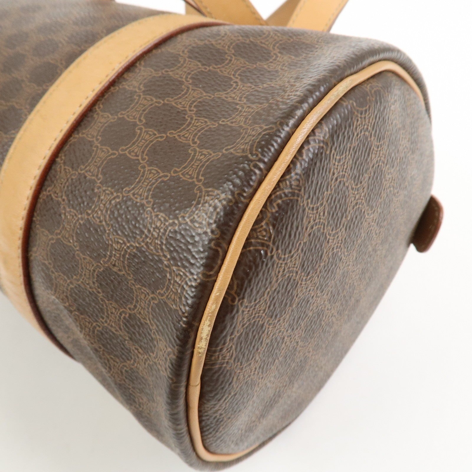 Celine Macadam Canvas Leather Boston Bag - Brown, PVC Coating Canvas, Leather