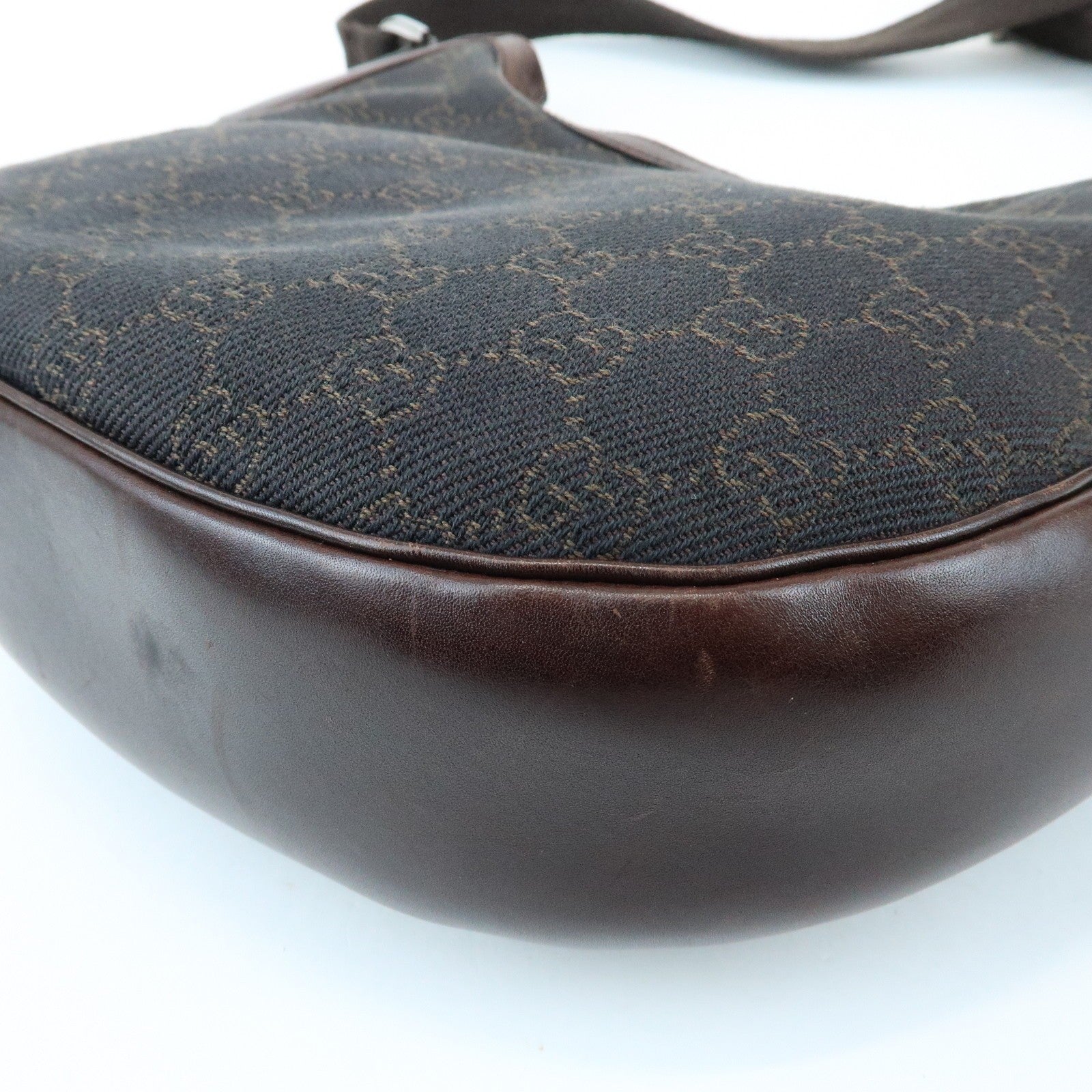 Gucci 101682 Shoulder Crossbody Bag - Dark Brown, GG Denim and Leather
