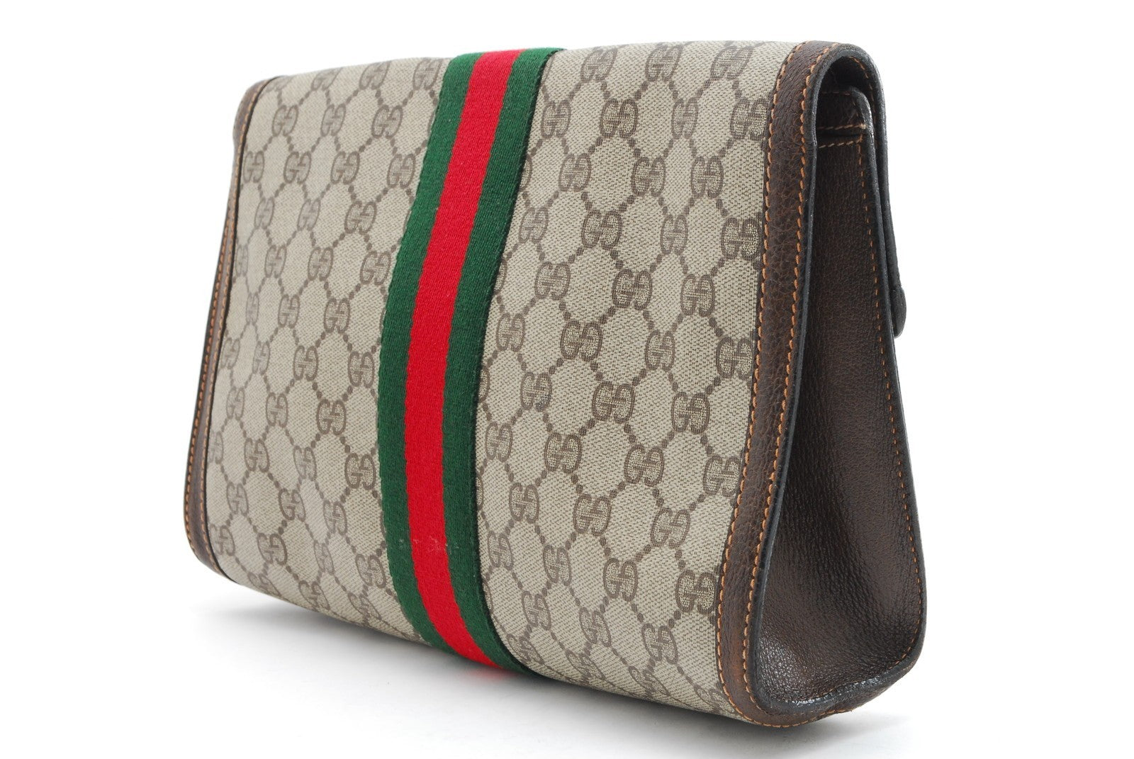 Gucci GG Supreme Web Clutch Bag - Beige, PVC