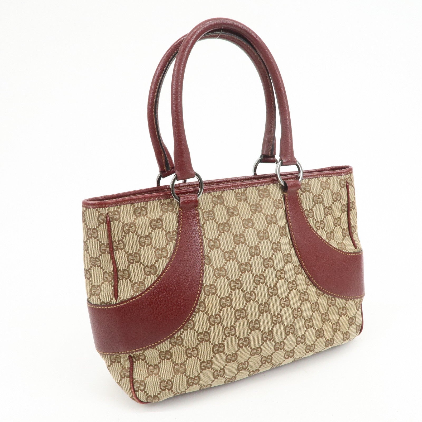 Gucci Tote Bag - Beige Bordeaux, GG Canvas Leather