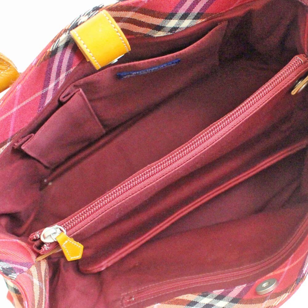 Burberry Blue Label Nova Check Tote Bag - Red, Canvas Leather
