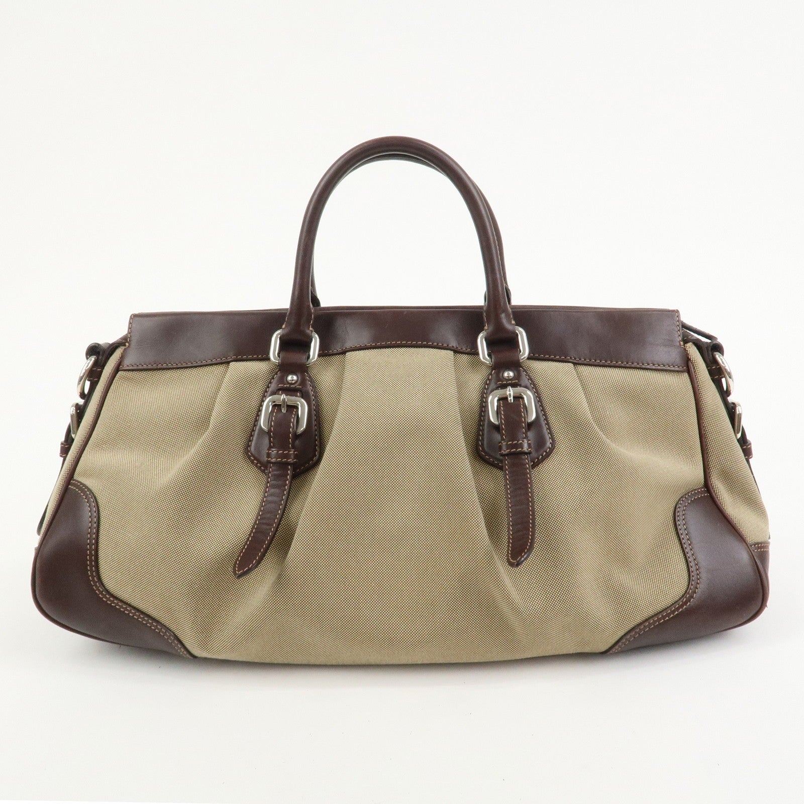 Prada Logo 2Way Shoulder Hand Bag - Brown, Canvas and Leather