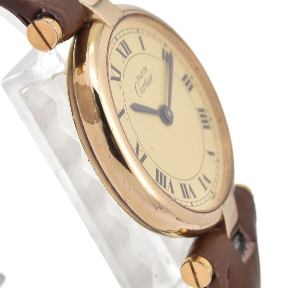 Cartier Must Vendome Watch - Gold, SV925, Leather