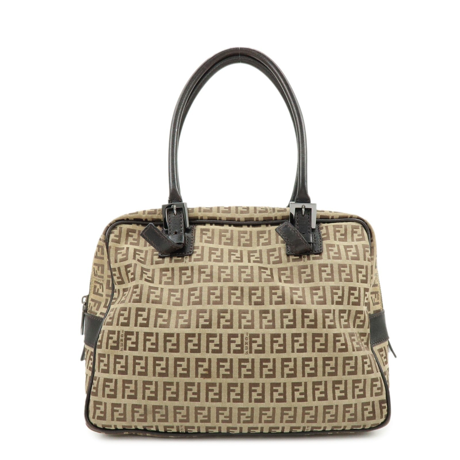 Fendi Zucchino Boston Shoulder Bag - Beige, Canvas Leather