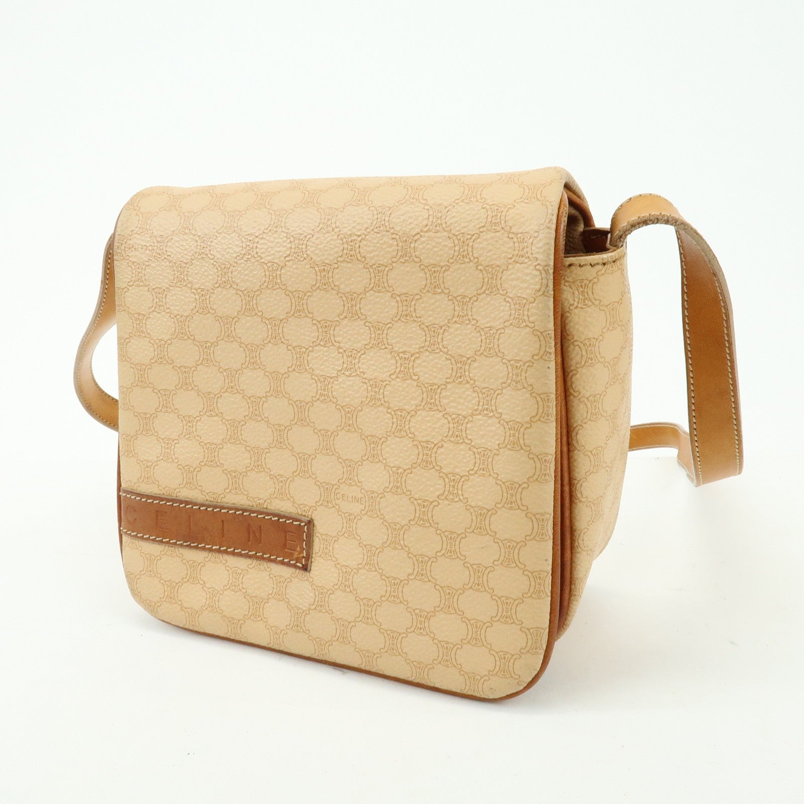 Celine Macadam Shoulder Bag - Beige, PVC Leather