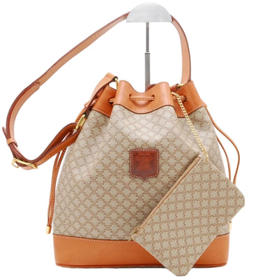 Celine Macadam Shoulder Bag - Beige, Canvas and Leather- מגיע עם הארנק!