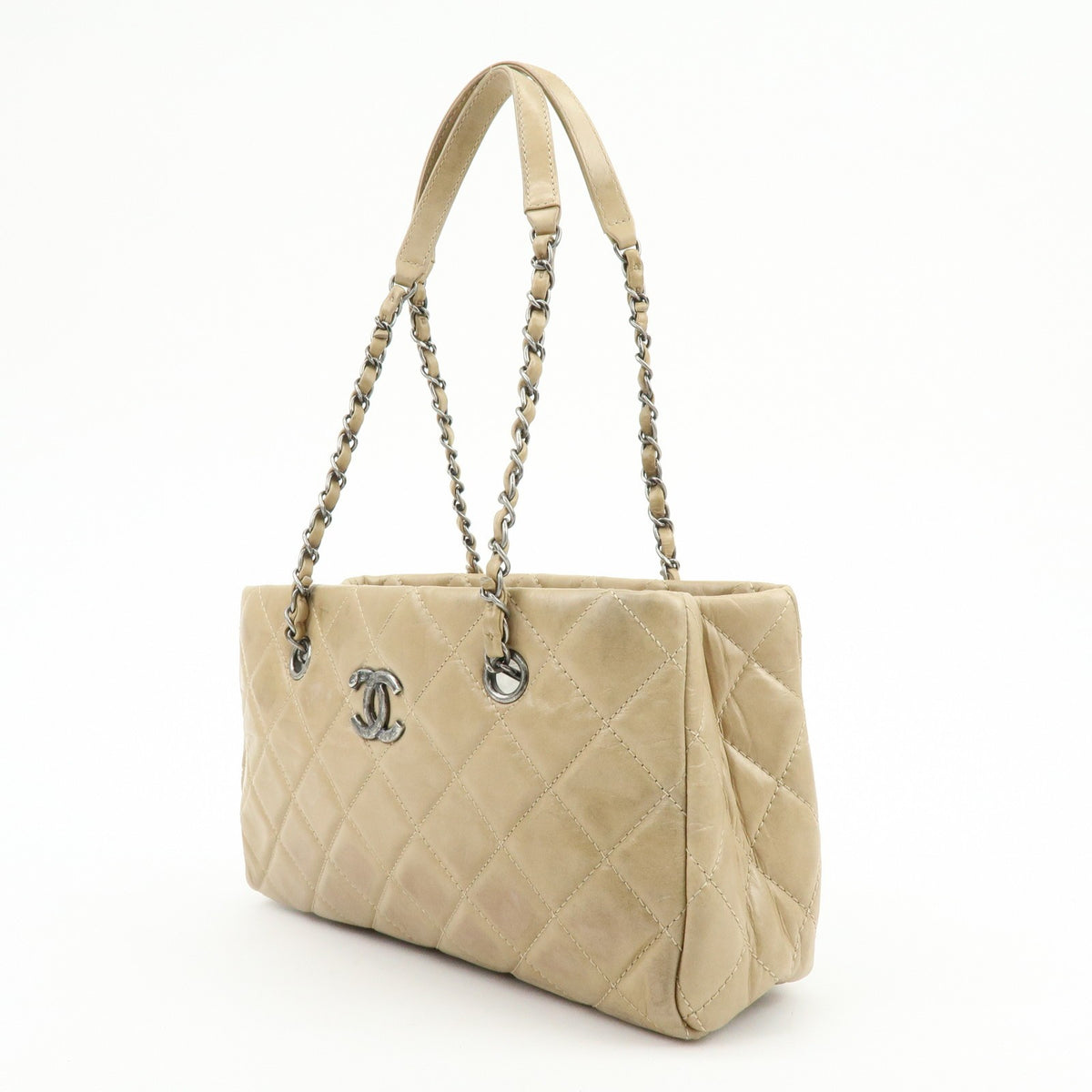 Chanel COCO Mark Matelasse Chain Shoulder Bag - Beige, Calf Skin