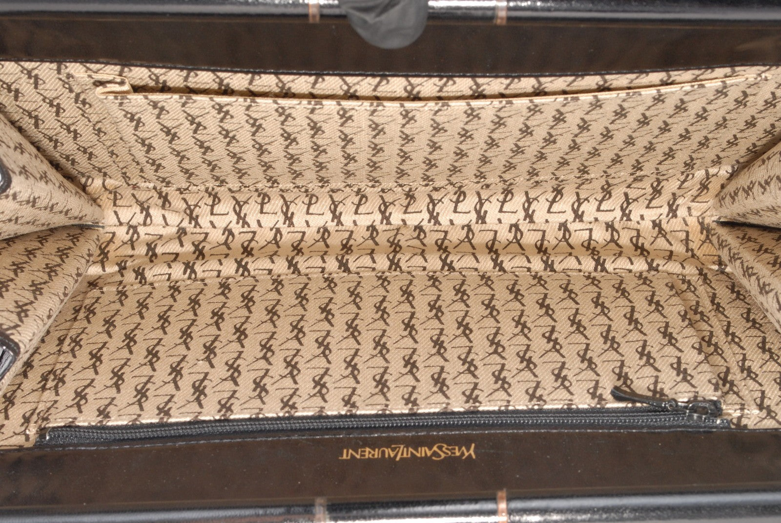 Yves Saint Laurent YSL Chevron Clutch - Black, Patent Leather