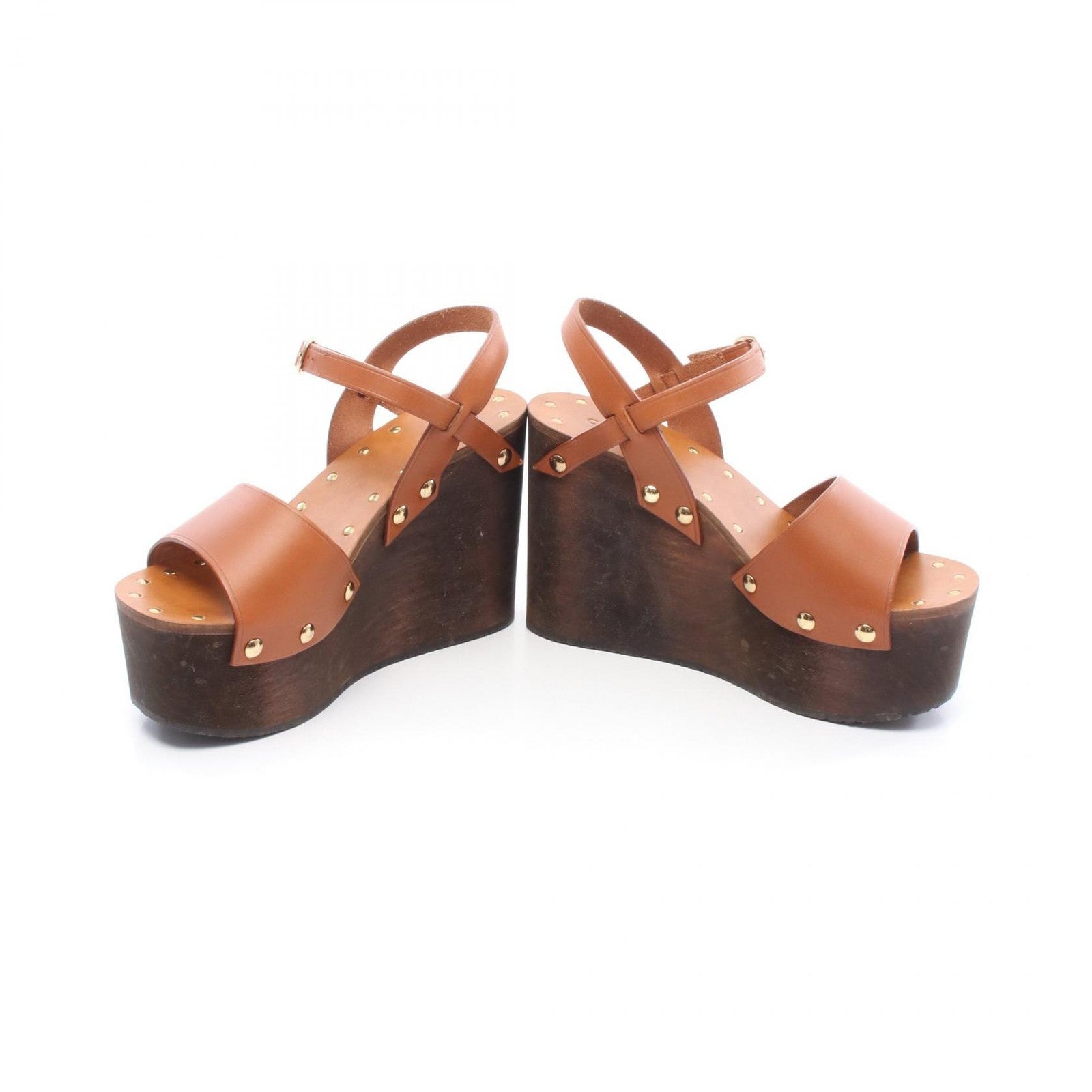 Celine Triomphe Platform Sandals - Brown, Leather