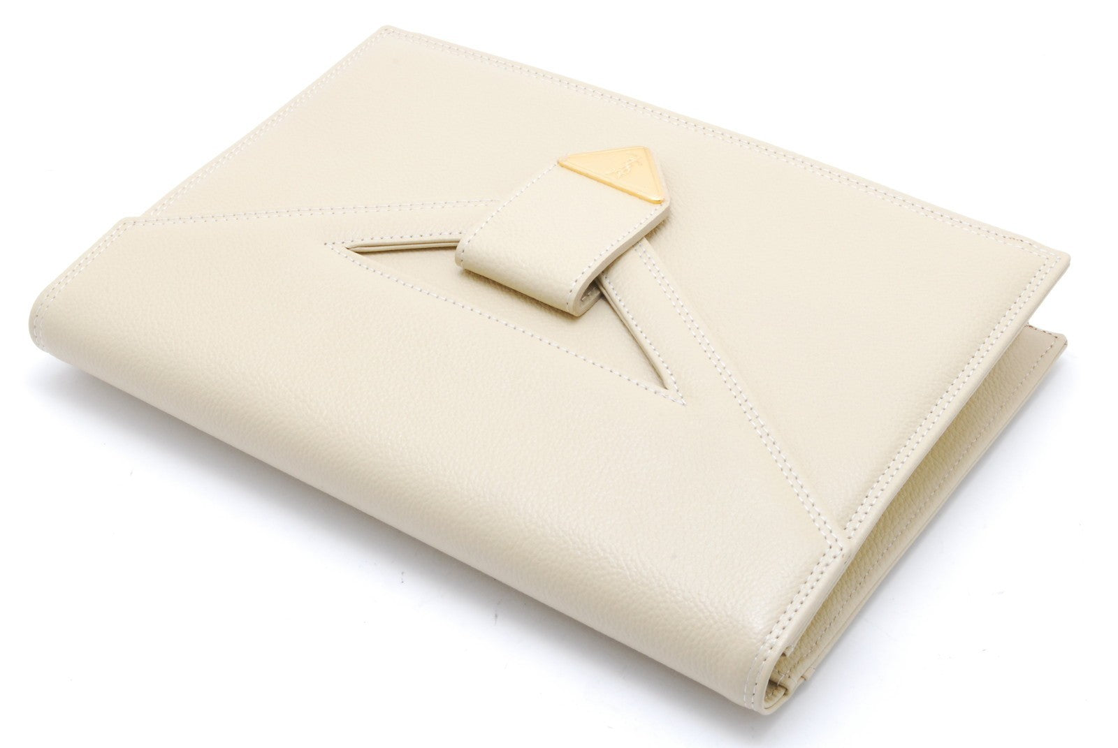 Saint Laurent Yves Saint Laurent Envelope Clutch Bag - Beige, Leather