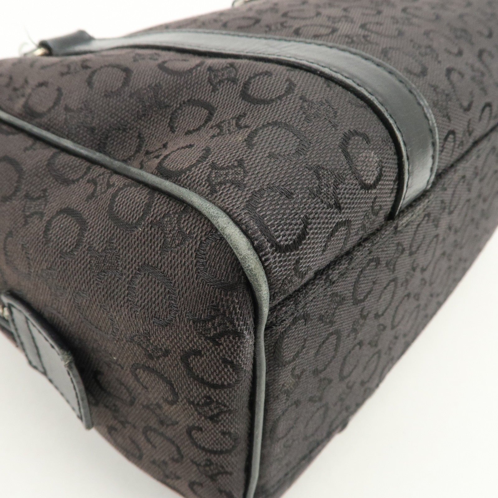 Celine C Macadam Boston Hand Bag - Black, Canvas, Leather