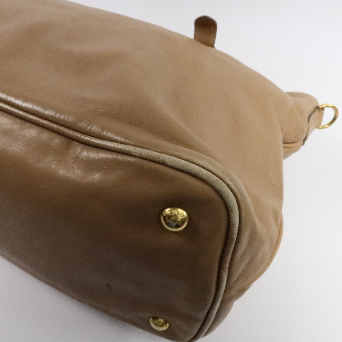 Prada GHW 2 Way Shoulder Bag - Beige, Calfskin Leather