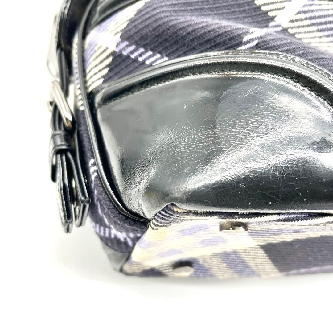 Burberry Blue Label Check Handbag Mini Boston Bag - Multicolor, Canvas, Leather