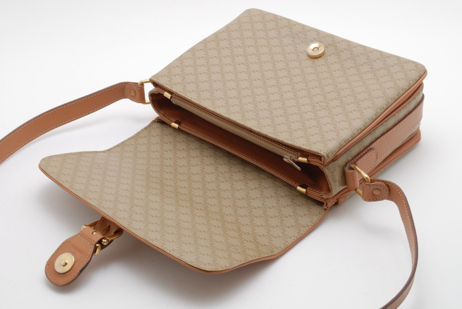 Celine Macadam Shoulder Bag - Beige, PVC Leather