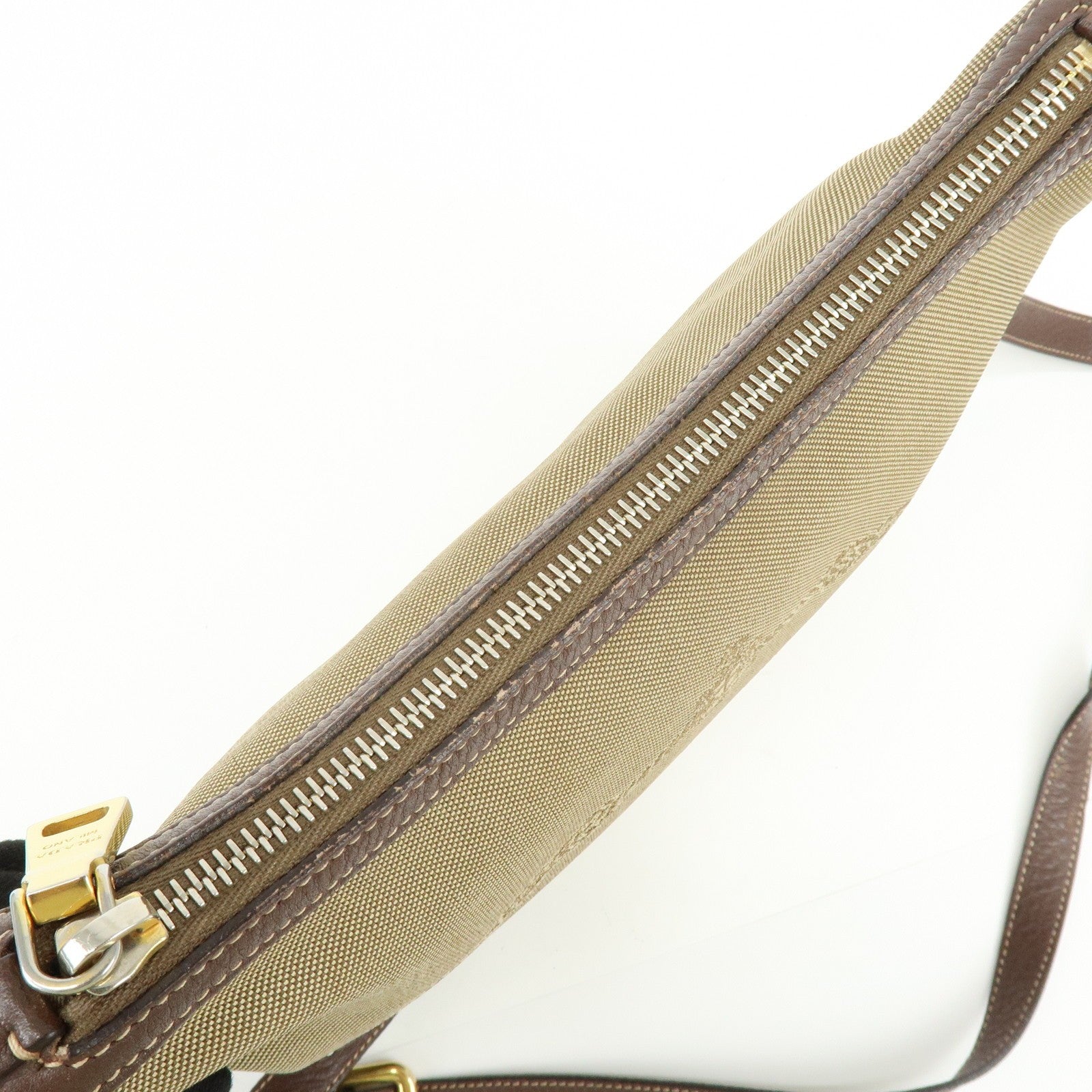 Prada Logo Jacguard Shoulder Bag - Brown, Leather