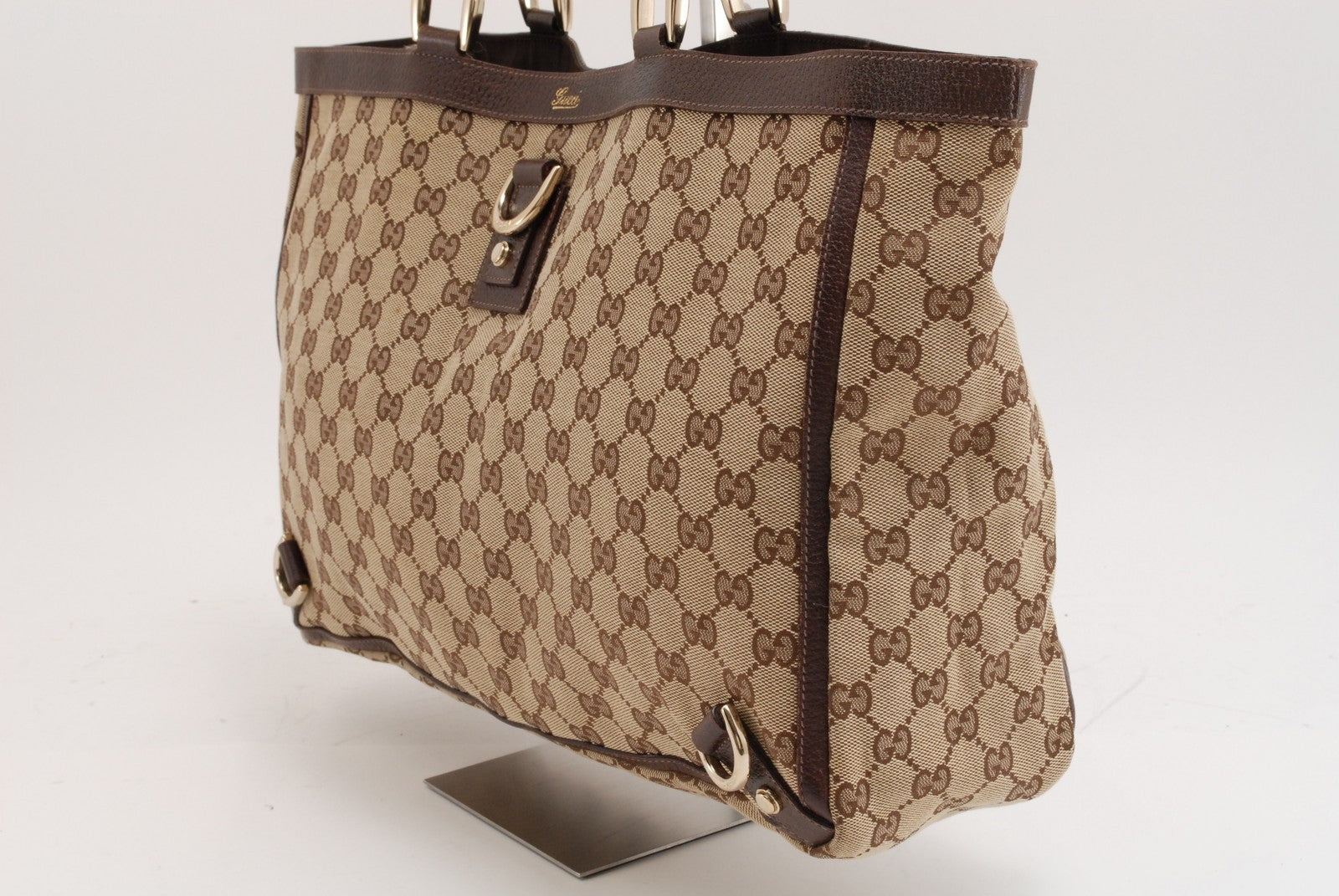 Gucci GG Canvas Tote Bag - Beige Brown, Canvas Leather