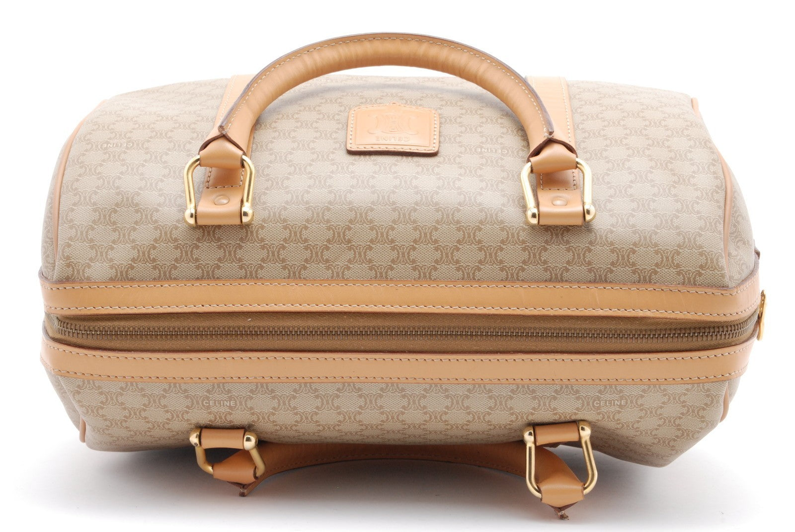 Celine Macadam Boston Bag - Beige, PVC Leather