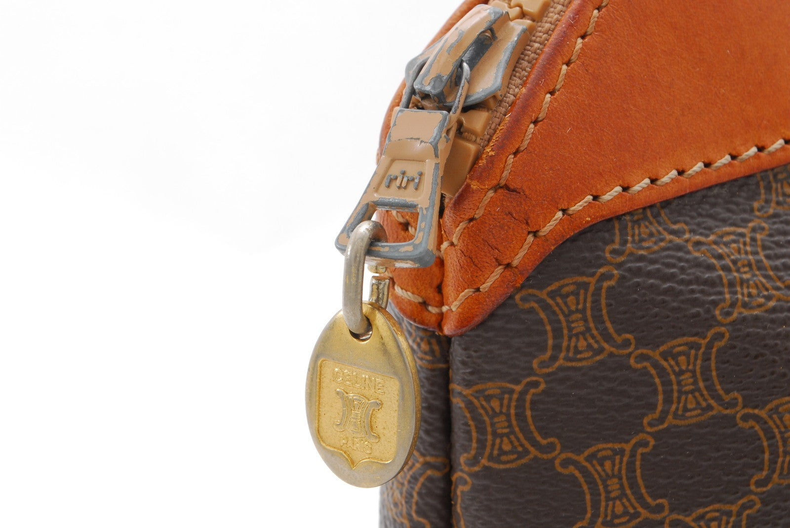 Celine C Charm Clutch Hand Bag - Beige Brown, PVC Leather