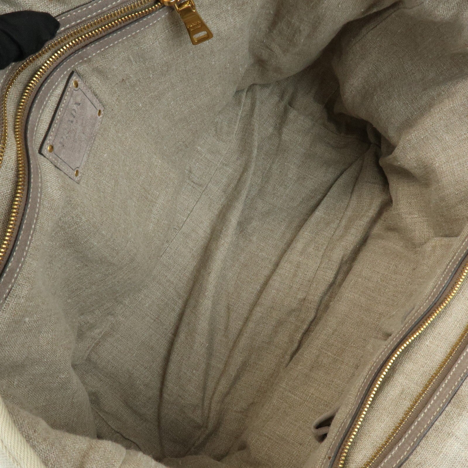 Prada Triangle Logo Tote Bag - Light Beige, Denim