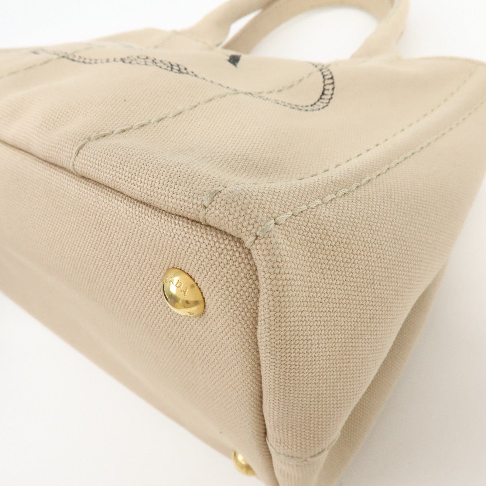 Prada Canapa Hand Bag - Beige, Canvas
