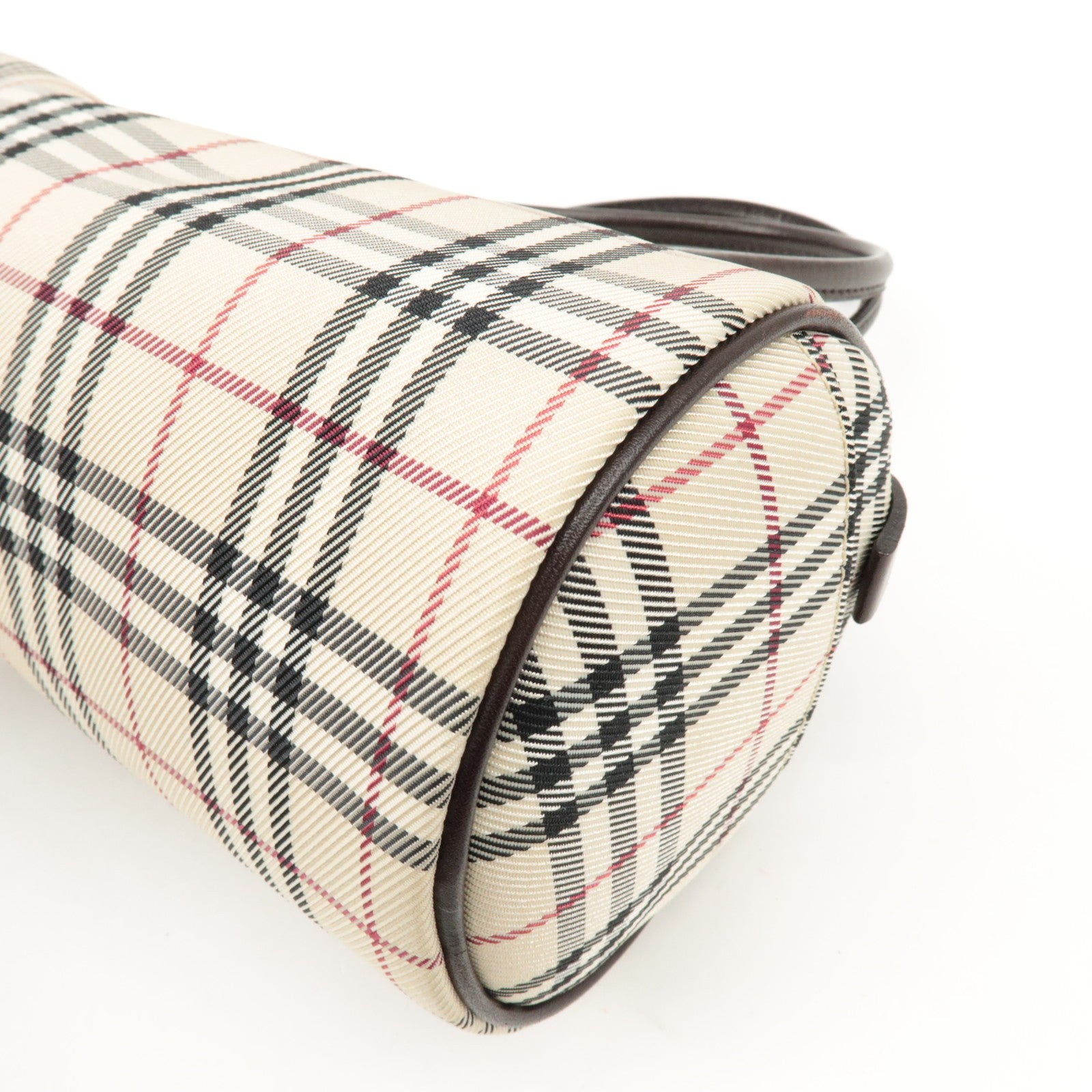 Burberry Nova Plaid Hand Bag - Beige Brown, Leather Canvas