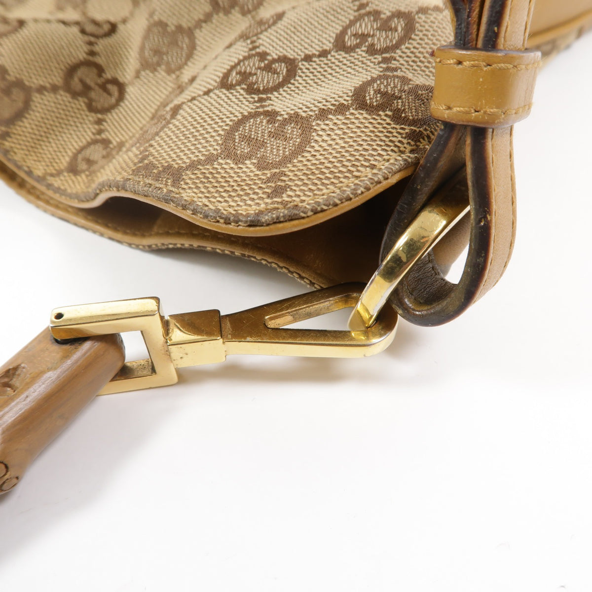 Gucci GG GHW Bamboo 2 Way Shoulder Bag - Beige, Canvas