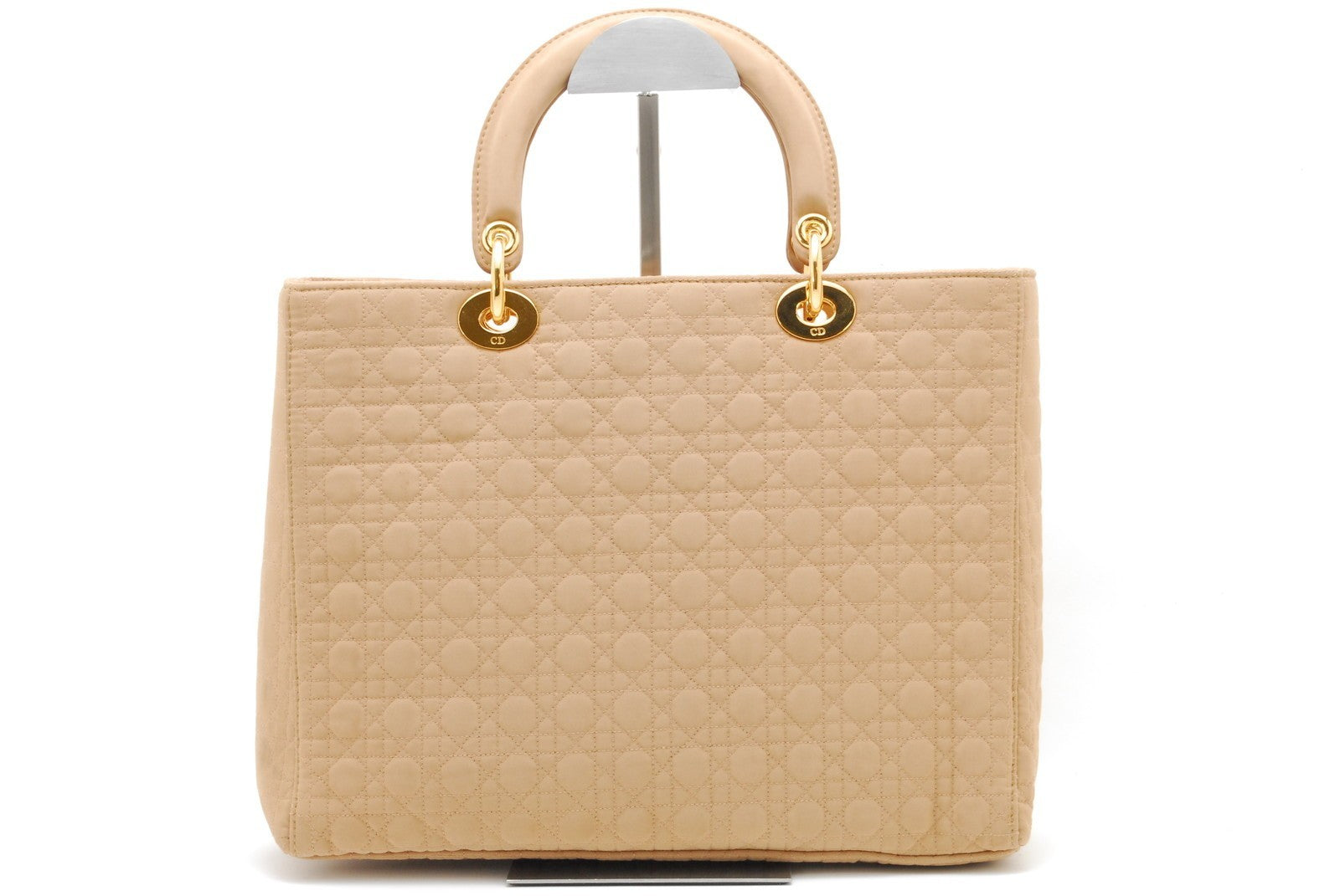 Christian Dior Lady Dior Tote Hand Bag - Beige, Nylon