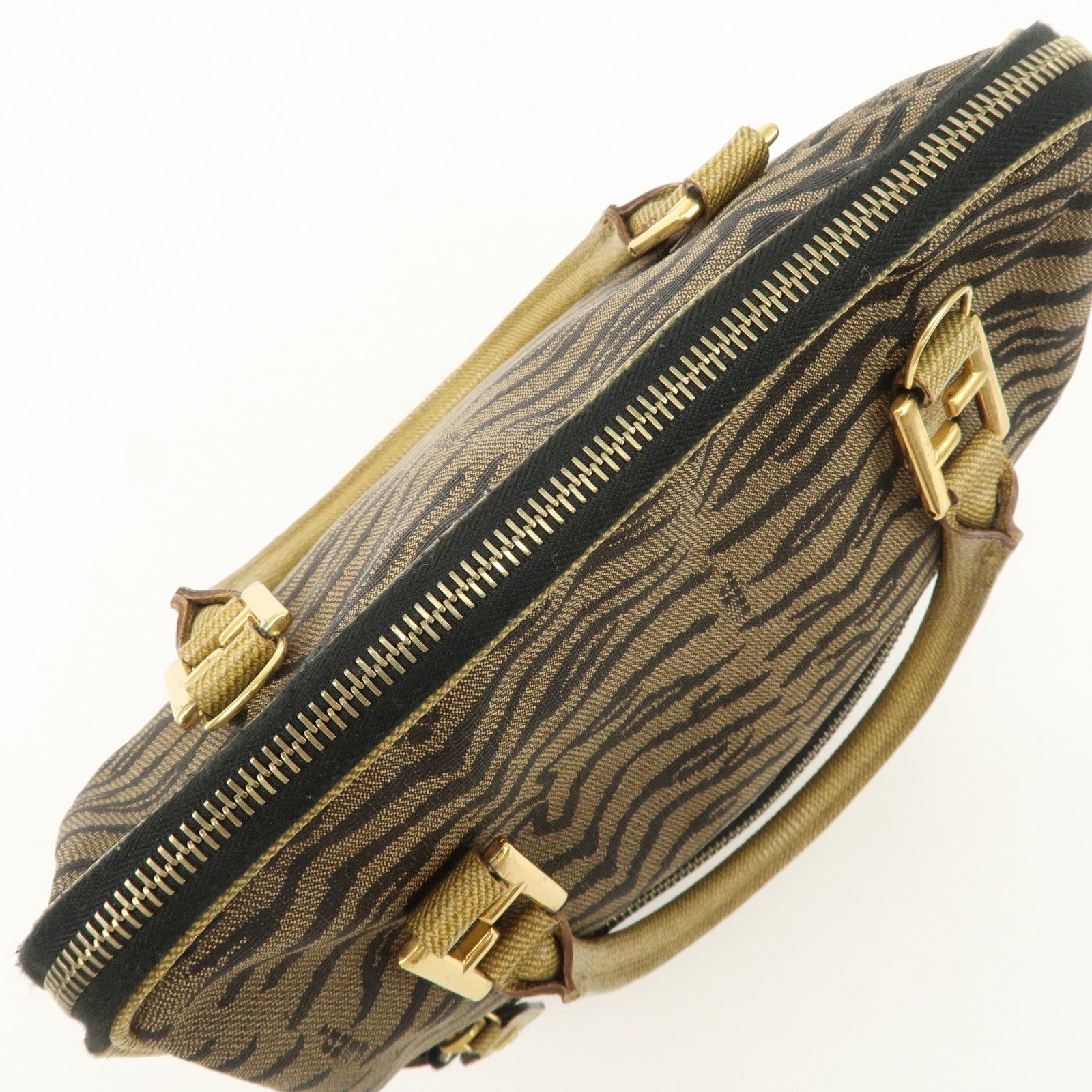 Fendi 2Way Hand Bag - Zebra Print Black Brown, Leather Canvas