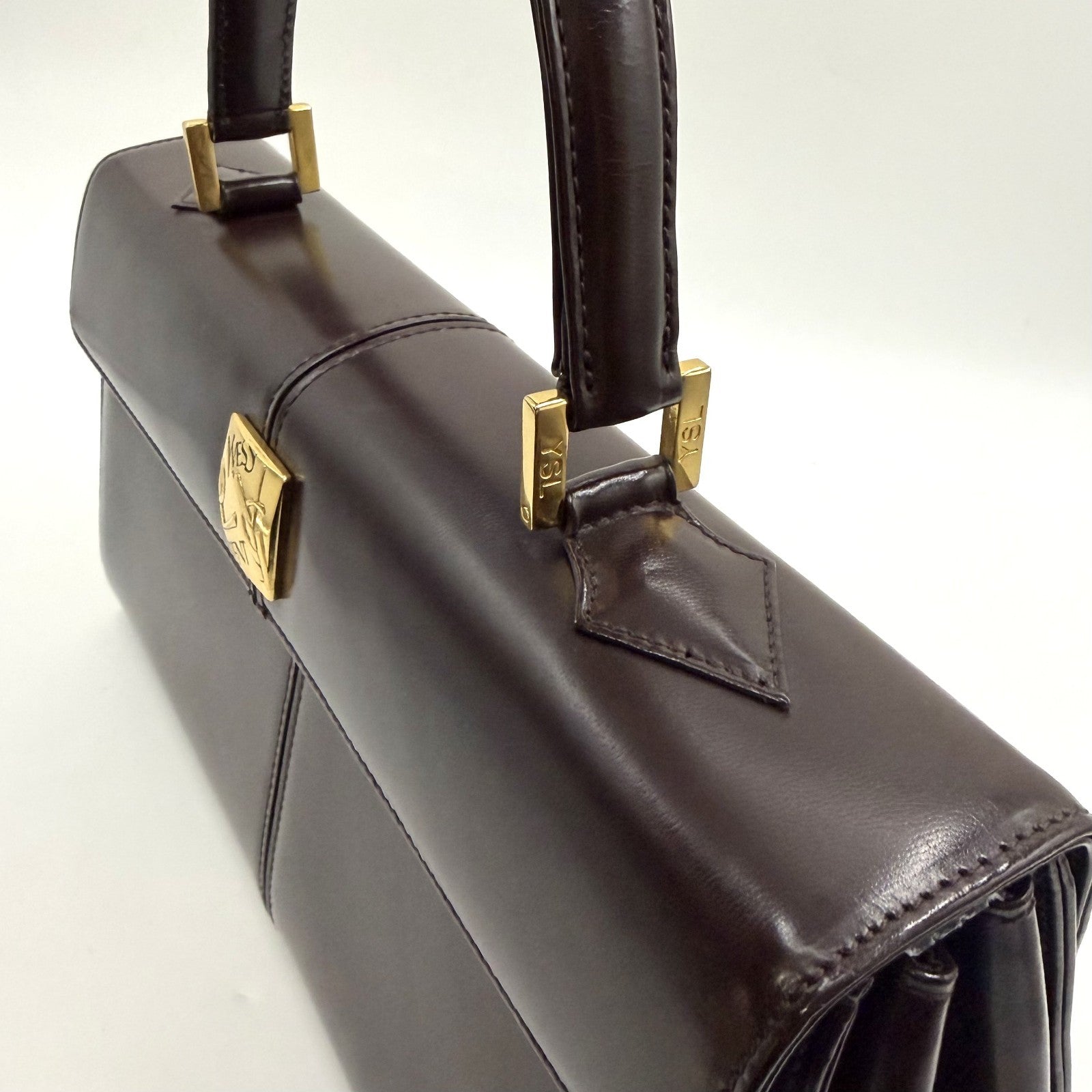 Saint Laurent Yves Vintage Tote Hand Bag - Brown, Leather