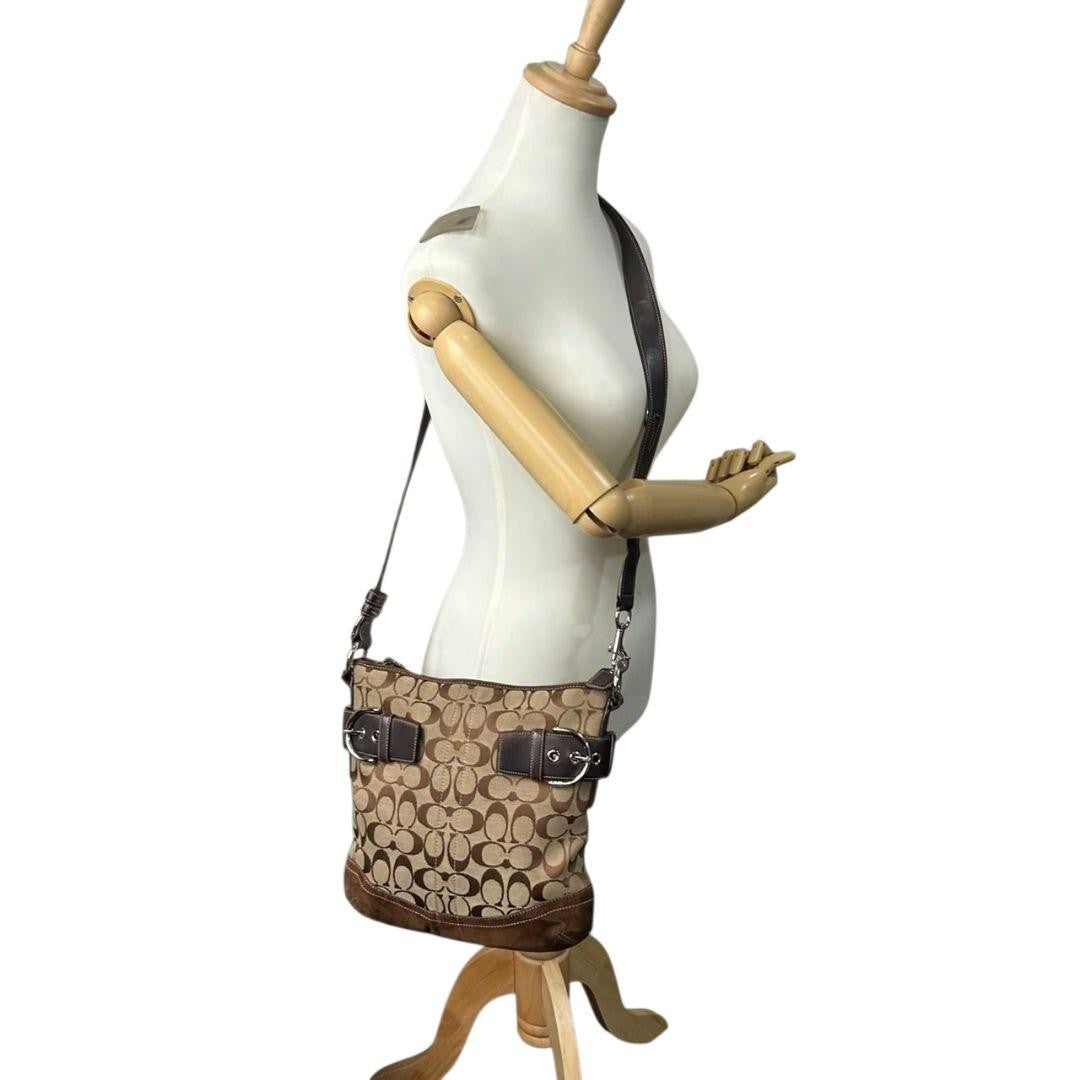Coach Signature Hobo Shoulder Bag - Brown, Suede Leather
