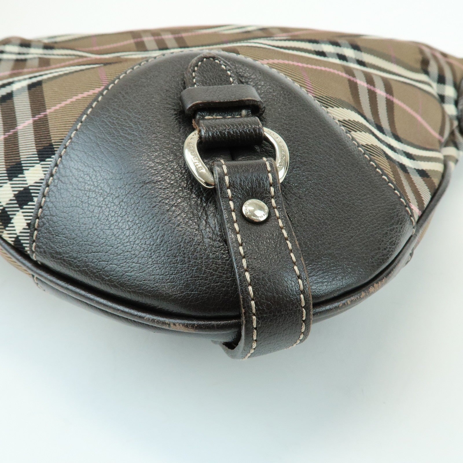 Burberry Nova Plaid Shoulder Bag - Brown, Canvas, Leather