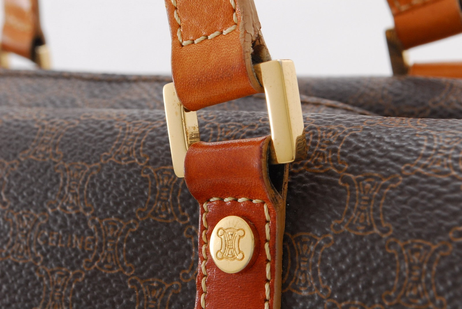 Celine Macadam Boston Hand Bag - Brown, PVC Leather