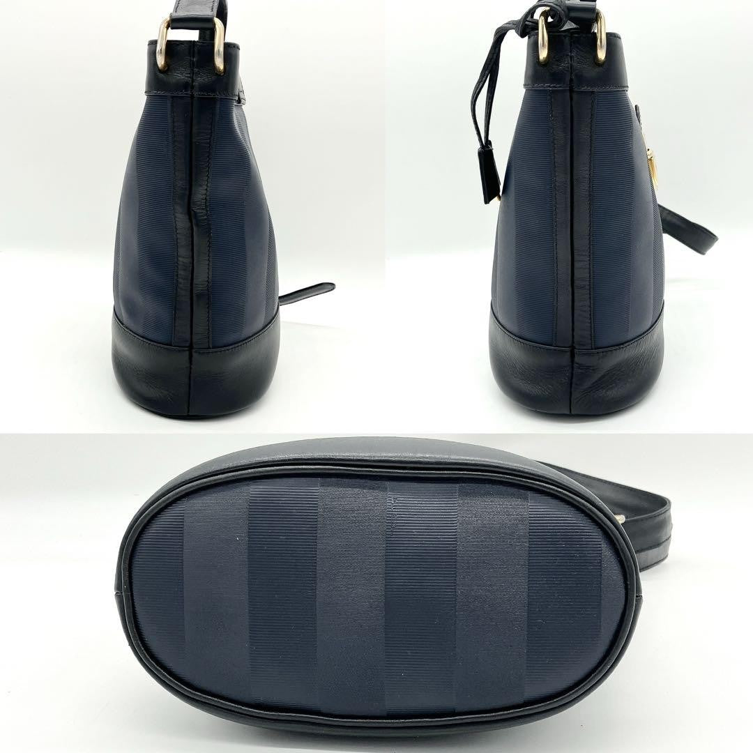 Fendi Pecan Pattern Shoulder Bag - Black x Navy, PVC Leather