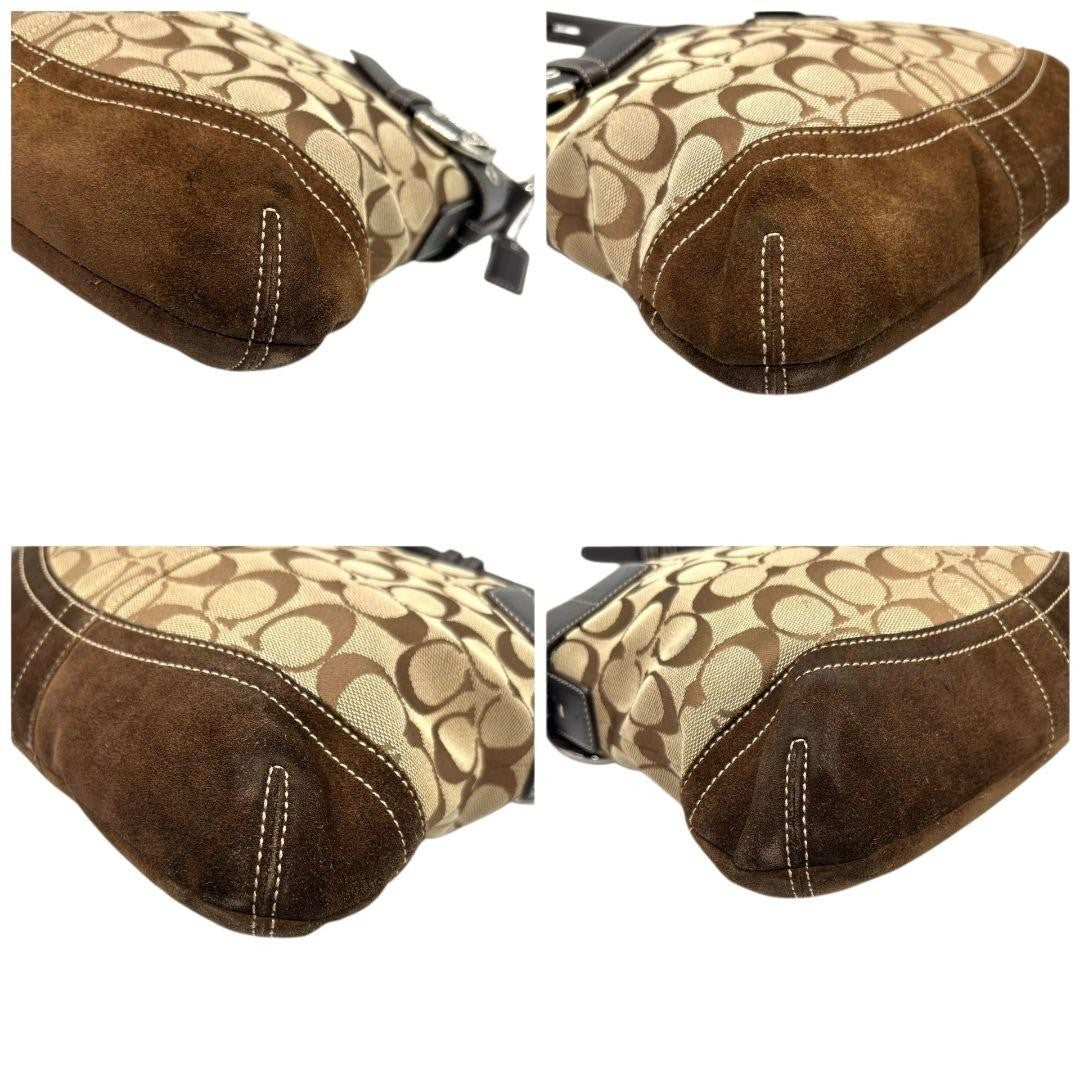 Coach Signature Hobo Shoulder Bag - Brown, Suede Leather