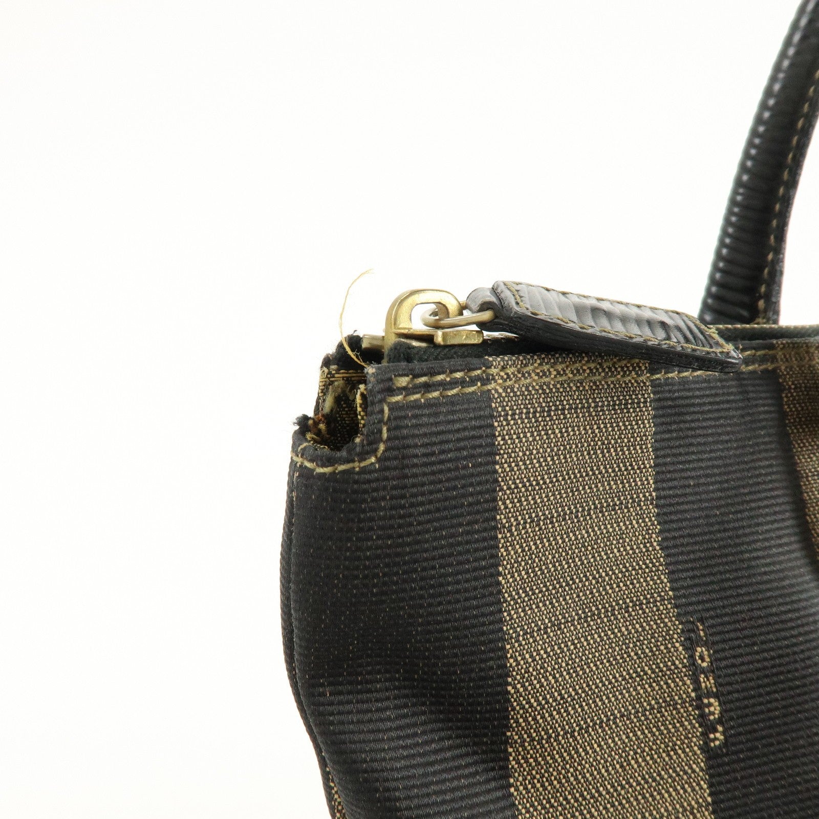 Fendi Pequin Canvas Leather Hand Bag - Brown, Canvas