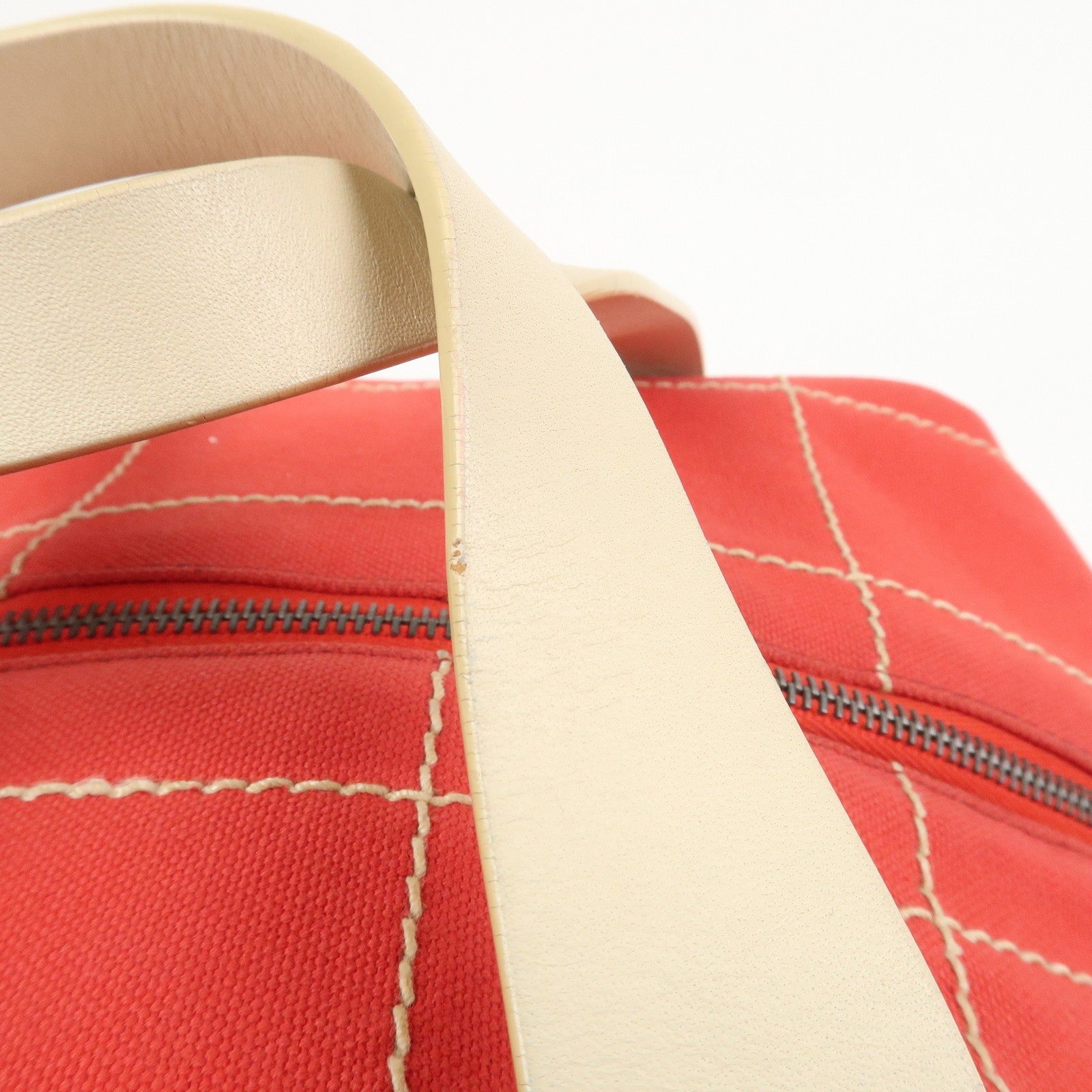 Chanel Chocolate Bar COCO Mark Hand Bag - Red, Canvas Leather