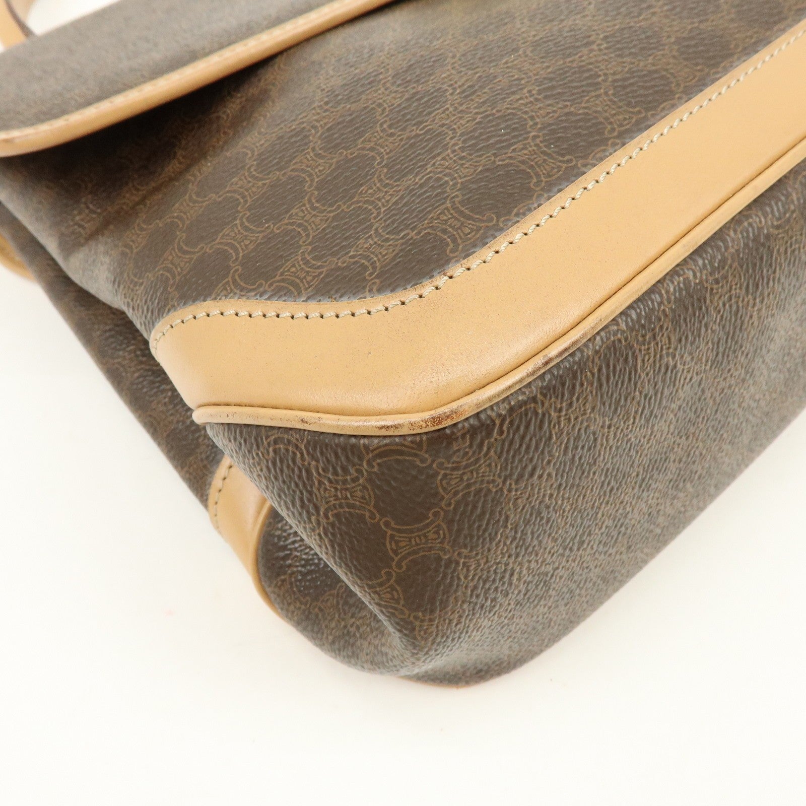Celine Macadam Hand Bag - Brown Beige, PVC Leather