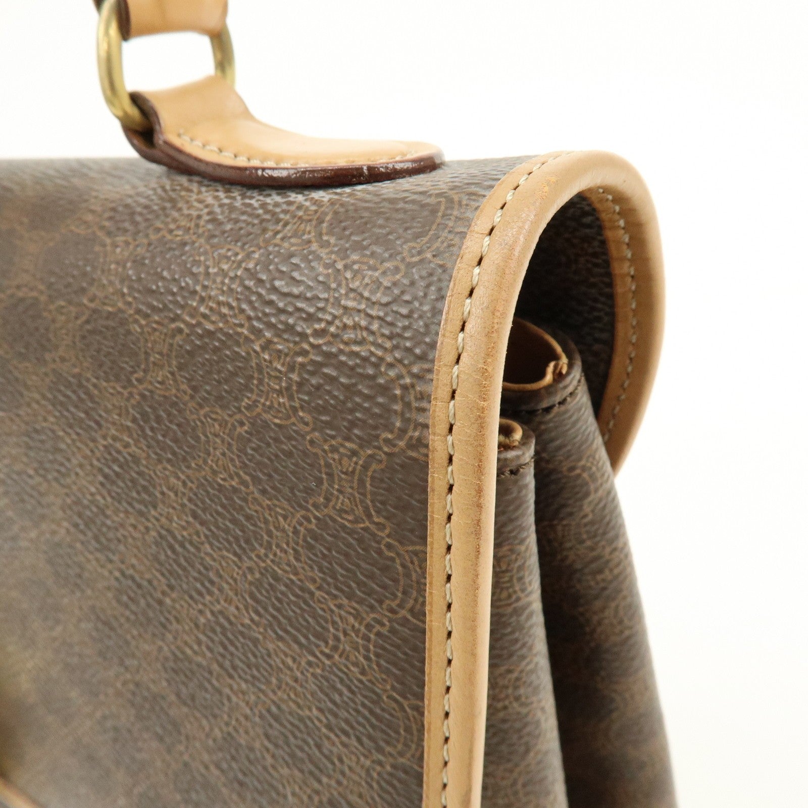 Celine Macadam Hand Bag - Brown Beige, PVC Leather