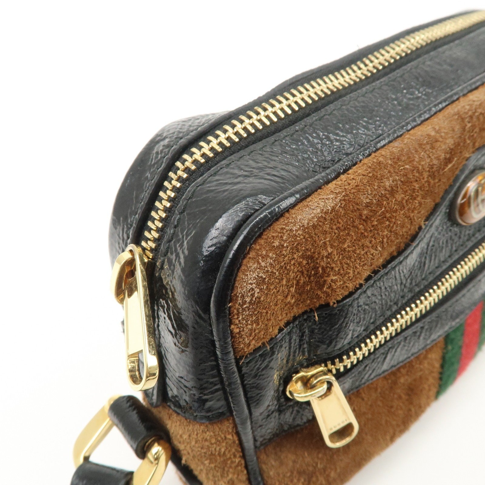 Gucci Ophidia Sherry Shoulder Bag - Brown, Suede Patent Leather